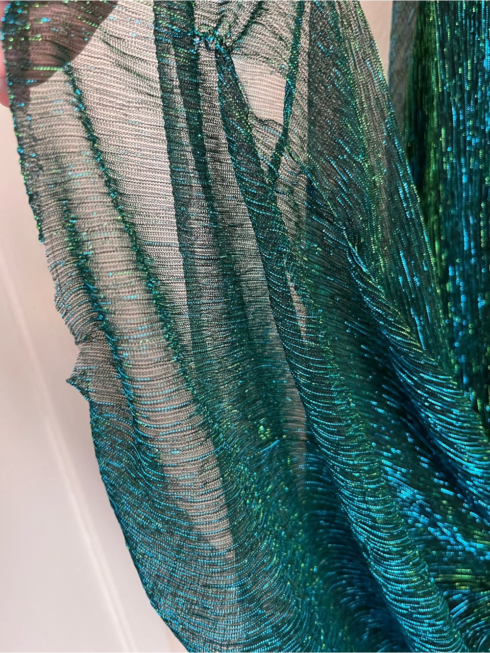 Lulus Glamorous Glitz Shiny Teal Green One-Shoulder Maxi Dress Sz Large Long - Picture 13 of 13